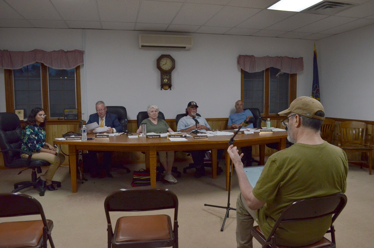 Vito DiBiasi, right, speaking to the Milford Township Planning Commission at a Tuesday, August 24 meeting.
